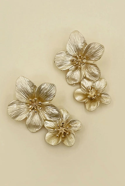 Gold flower earrings