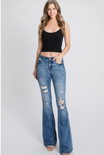 Mid rise medium Wash flare jeans