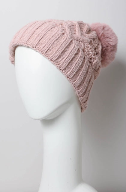 Pom Pom Beanie Insulated Pink