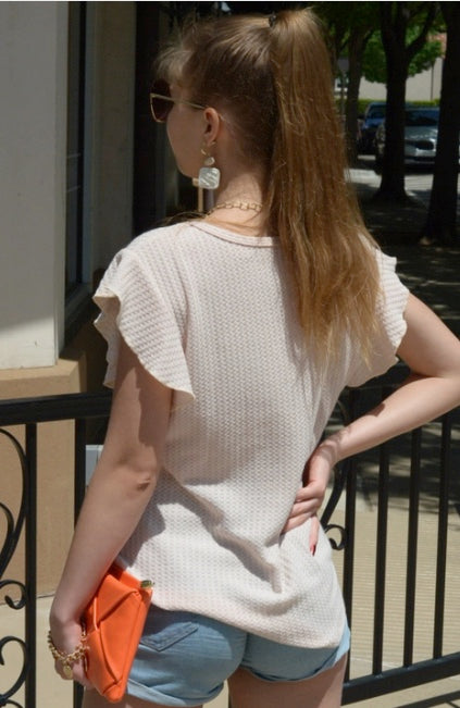 Cream ruffle tank