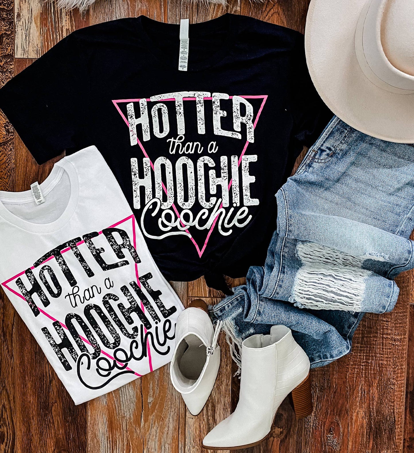 Hank & Scoot - Hotter than a Hoochie White T-Shirt