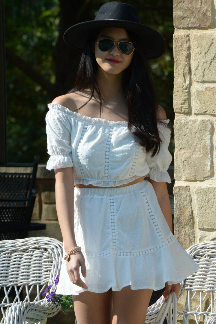 Embroidered Off-Shoulder Two-Piece Dress