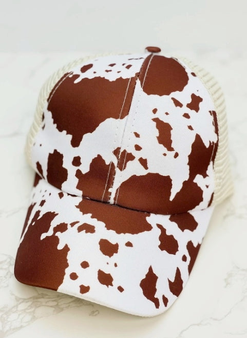 Cow print baseball hat