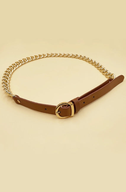 Gold Chain  Leather Belt