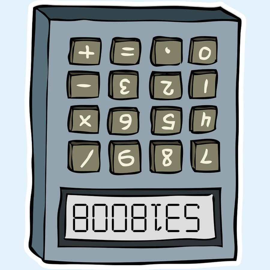 "Boobies" Calculator Sticker