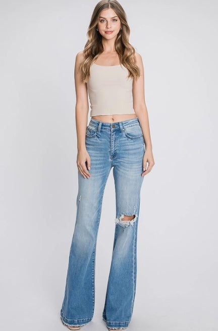 High Rise Flare Light Wash Jeans