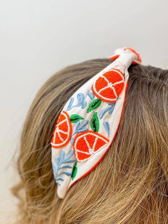 Orange Seed Beaded Headband