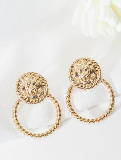 Gold Lion Hoop Earrings