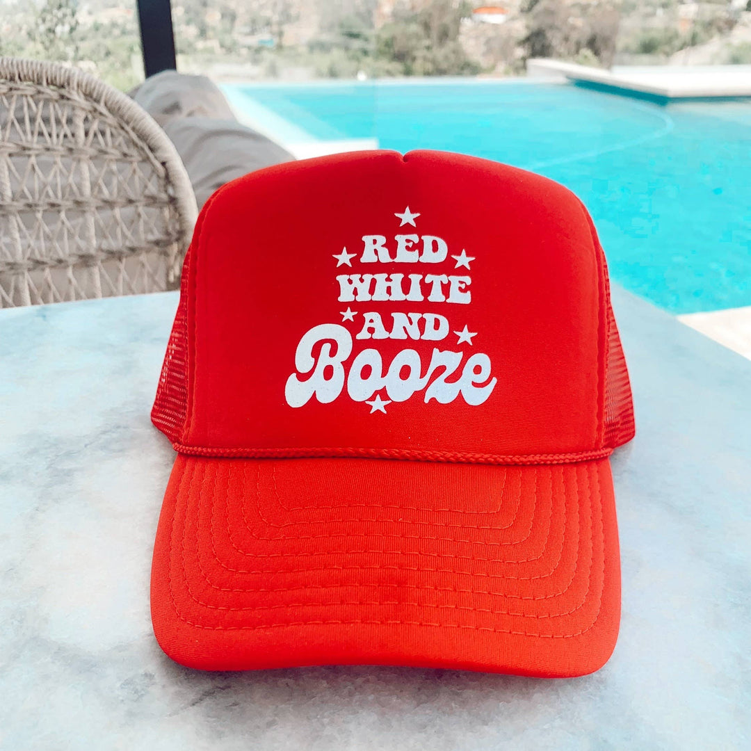 Patriotic "Red White and Booze" Trucker Hat